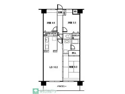 プリムヴェール戸田壱番館(3LDK/6階)の間取り写真