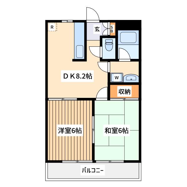 グリーンフィールド石阪A(2DK/2階)の間取り写真