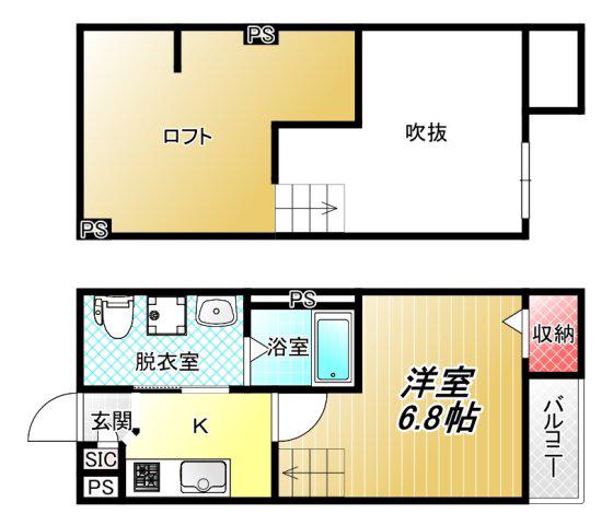 シーニュ金岡(1K/2階)の間取り写真
