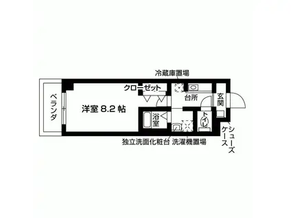 ラビグレイス武庫川(1K/3階)の間取り写真