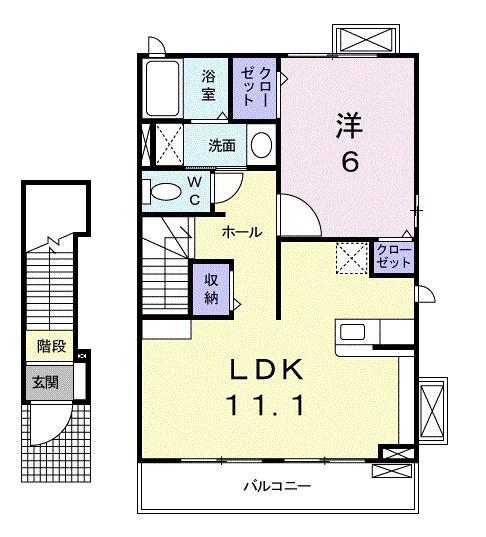 SUN AVENUE(1LDK/2階)の間取り写真