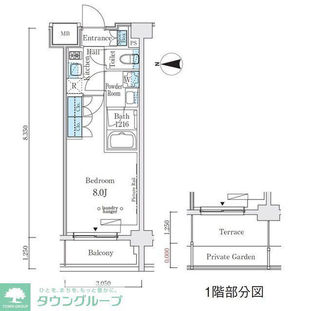 ウエリスアーバン中野坂上(1K/3階)の間取り写真