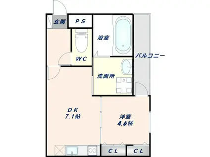 フジパレス弥刀III番館(1DK/3階)の間取り写真
