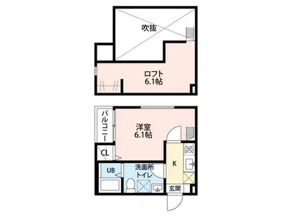 BEEHOUSE(1K/2階)の間取り写真