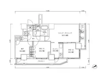 パークキューブ愛宕山タワー(3LDK/11階)の間取り写真