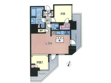 プレミスト白金(2LDK/9階)の間取り写真