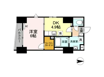 フィルモアワン(1DK/9階)の間取り写真