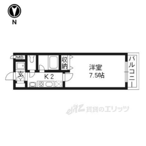 ヒルサイドテラス(1K/1階)の間取り写真