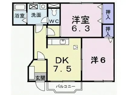 シャルマン・シーダ(2DK/1階)の間取り写真