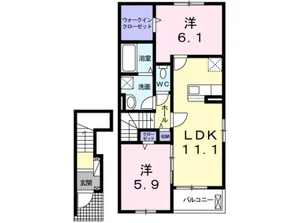 リバーサイド アルファ(2LDK/2階)の間取り写真