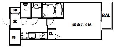 AILE岡場III(1K/3階)の間取り写真