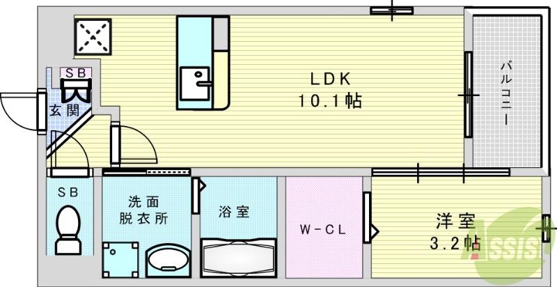 へりていじ桜井Ⅱ(1LDK/1階)の間取り写真