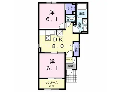サンリットタウン日高III(2DK/1階)の間取り写真