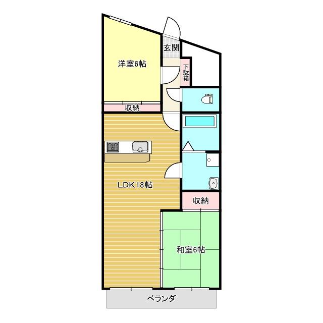 ラルゴ住吉(2LDK/2階)の間取り写真