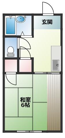 サニー高岡I(1K/2階)の間取り写真