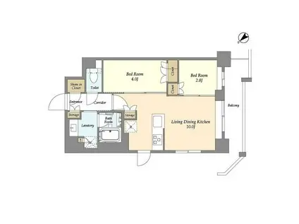 グランカーサ瑞江(2LDK/5階)の間取り写真