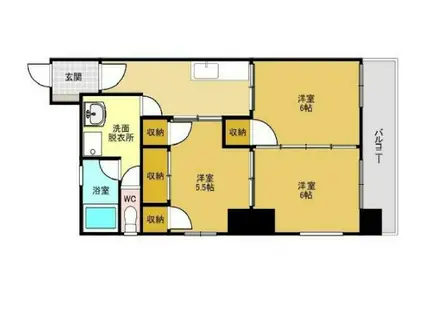 グラシアス砂津(3DK/2階)の間取り写真