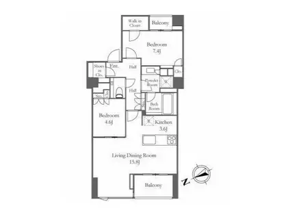 プレミスト南青山(2LDK/4階)の間取り写真