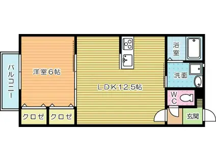 MOON赤坂A棟(1LDK/1階)の間取り写真