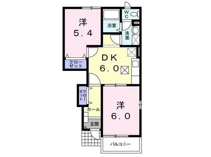 サジテリアスB(2DK/1階)の間取り写真