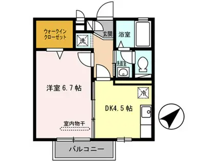 ラ・グラシューズ(1DK/1階)の間取り写真