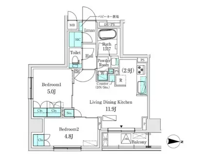 ASMACI MAISON両国I アスマチメゾン両国I(2LDK/8階)の間取り写真