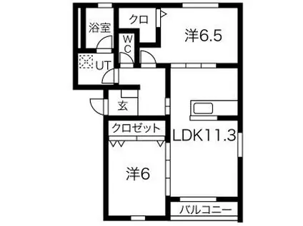 中村ベース(2LDK/1階)の間取り写真