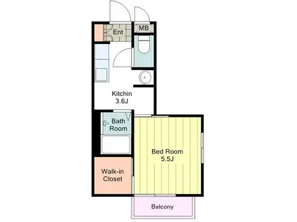 エミネンスI(1K/2階)の間取り写真