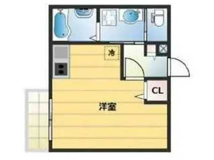 リビングライフ長瀬(ワンルーム/3階)の間取り写真