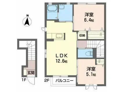 シャーメゾン・ポラン B(2LDK/2階)の間取り写真