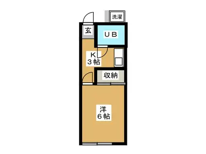 メゾンドール自由が丘(1K/2階)の間取り写真