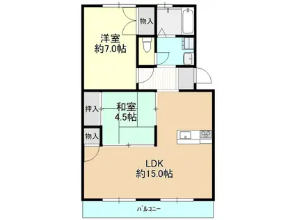 スミヤハイツA(2LDK/2階)の間取り写真