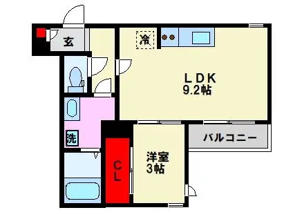 REGALEST 大橋 ME-RY II(1LDK/2階)の間取り写真