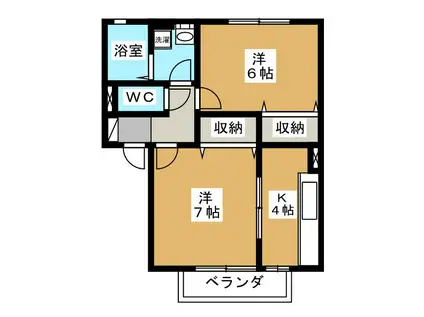 セジュール・ソシアA(2K/1階)の間取り写真