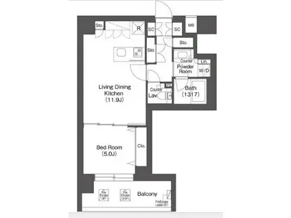 ルーウェ東大泉(1LDK/2階)の間取り写真
