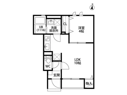 アムールK&M II(1LDK/1階)の間取り写真