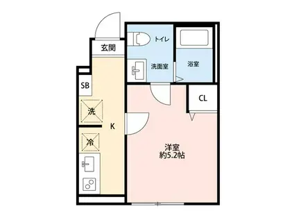 KEEP LAGOON桜ヶ丘 A棟(1K/1階)の間取り写真