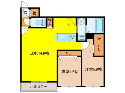 末広4丁目MS(2LDK/4階)の間取り写真