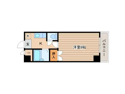 シャレード北仙台(1K/3階)の間取り写真