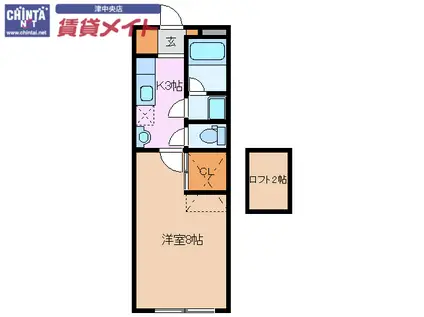 ライフプラン栗真(1K/1階)の間取り写真