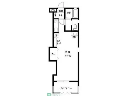 グランドヒルズ(1DK/2階)の間取り写真