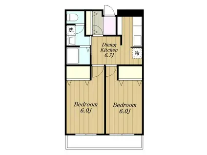 ハイツサンモール(2DK/1階)の間取り写真