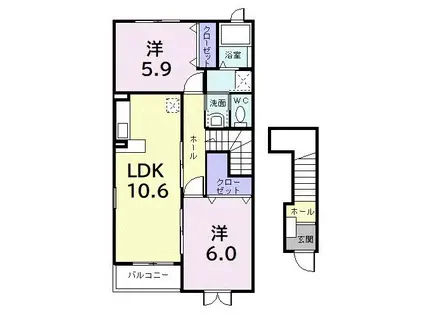 ベルメゾン(2LDK/2階)の間取り写真