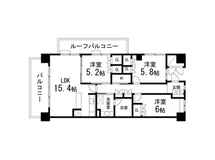 仙台中山ヒルズ(3LDK/8階)の間取り写真