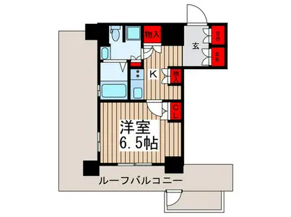 BPRレジデンス本八幡(1K/6階)の間取り写真