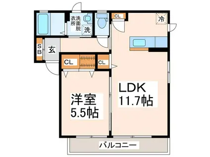 エントピア四方寄(1LDK/2階)の間取り写真