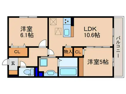 エレガンスビュー(2LDK/1階)の間取り写真