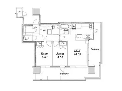 ザ・ファインタワー名古屋今池(2LDK/9階)の間取り写真