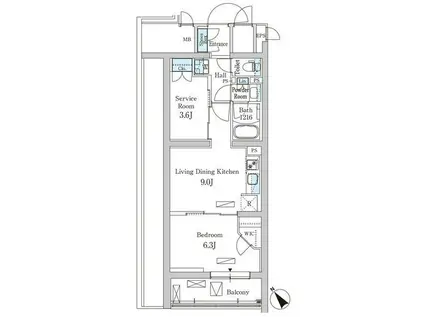 パークアクシス北千束モクシオン(1SLDK/4階)の間取り写真