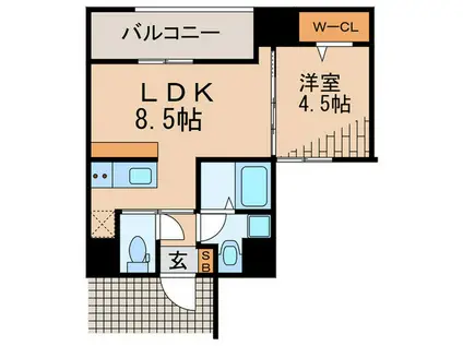 グランドヴィラス桜坂(1LDK/3階)の間取り写真